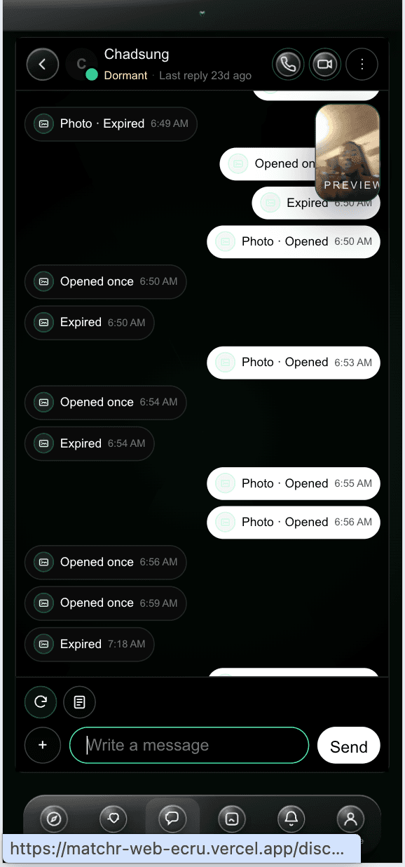 Matchr chat conversation screen