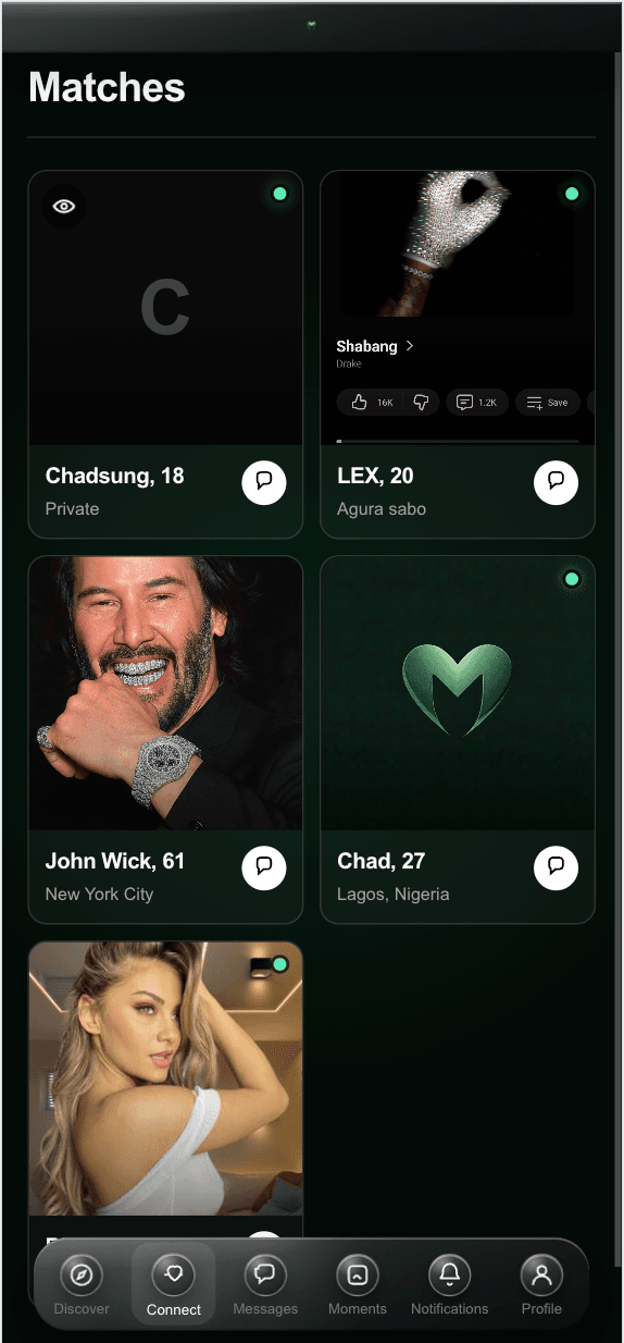 Matchr matches screen