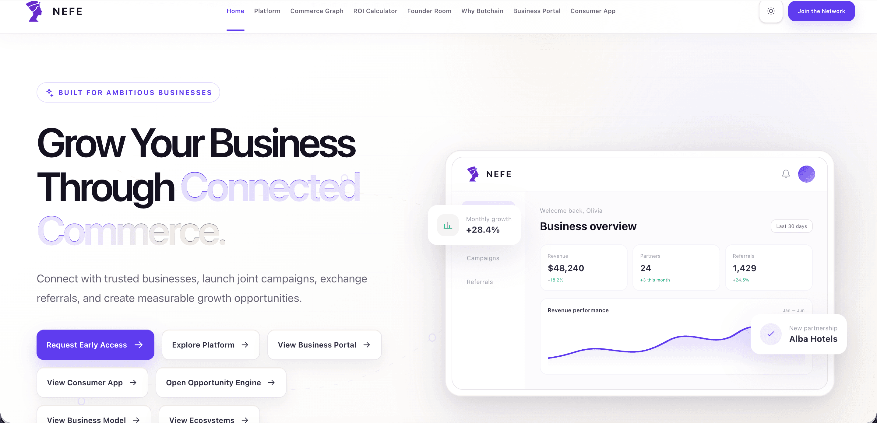Nefe Business Platform homepage
