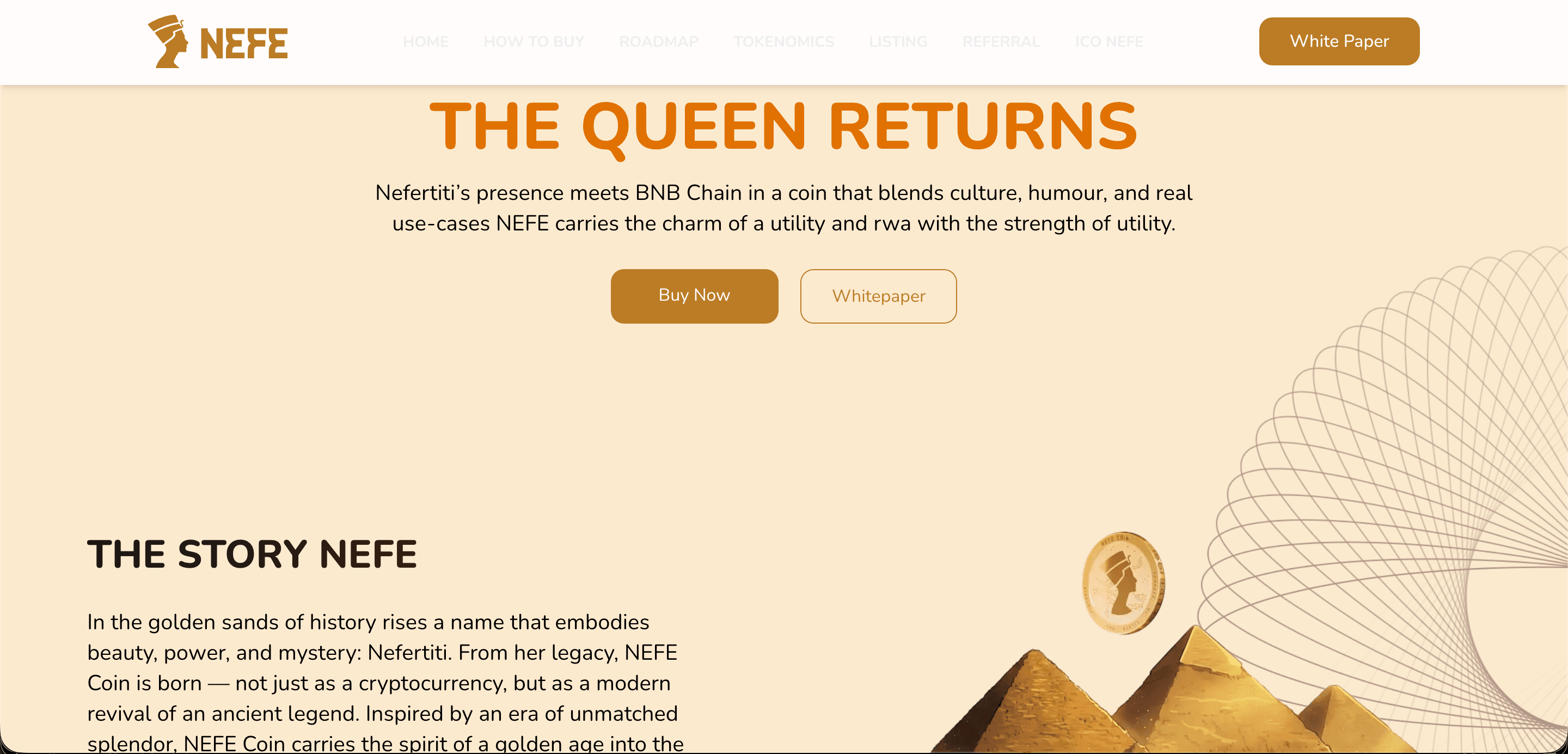 NefeCoin website homepage screenshot